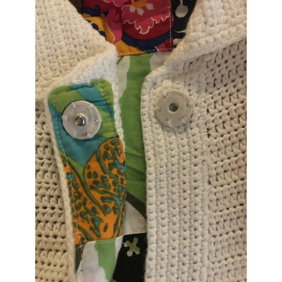 525 America White Button Up Cardigan Sweater 3/4 Sleeve Women's Size Large - Picture 8 of 9